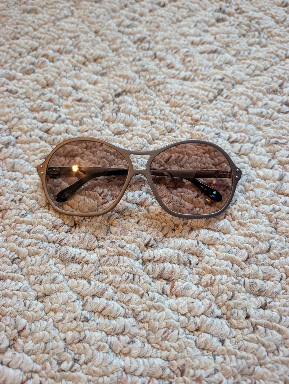Vintage 70s Hungary G Logo Matte Bronze Metal Retro Disco Aviator Sunglasses Vtg